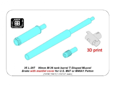 90 mm M-36 tank barrel T-Shaped Muzzel Brake with mantlet cover for U.S. M47 or M48A1 Patton - image 11