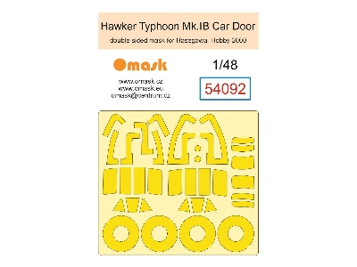 Hawker Typhoon Mk. I Car Door - Double Sided Mask Set (For Hasegawa And Hobby 2000 Kits) - image 1