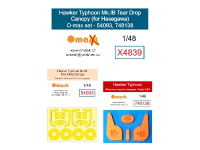 Hawker Typhoon Mk. Ib Tear Drop Canopy - O-max Set (For Hasegawa And Hobby 2000 Kits) - image 1