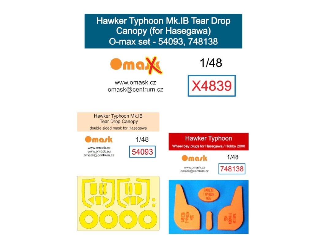Hawker Typhoon Mk. Ib Tear Drop Canopy - O-max Set (For Hasegawa And Hobby 2000 Kits) - image 1