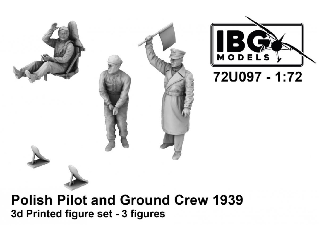 Polish Pilot And Ground Crew 1939 (3 Figures / 3d-printed) - image 1