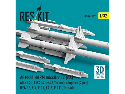 Agm-88 Harm Missiles (2 Pcs) With Lau-118a (4 Pcs) & Tornado Adapters (2 Pcs) (3d-printed) - image 3