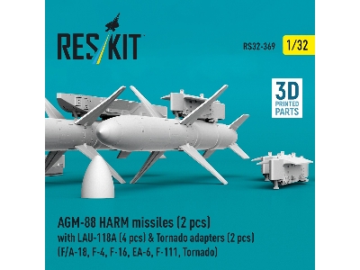 Agm-88 Harm Missiles (2 Pcs) With Lau-118a (4 Pcs) & Tornado Adapters (2 Pcs) (3d-printed) - image 4