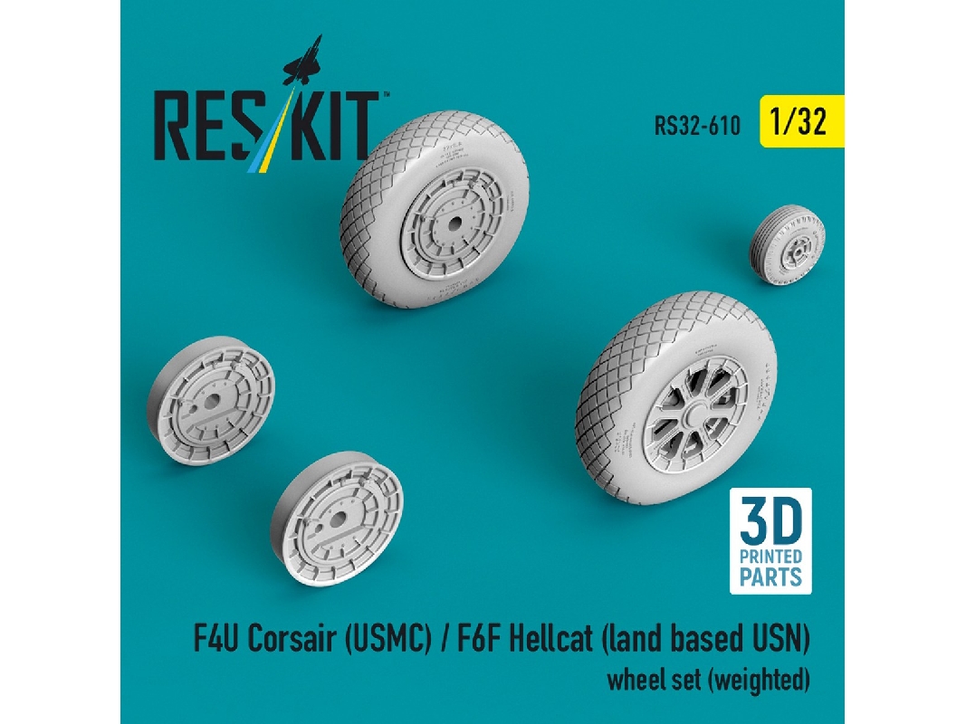 F4u Corsair (Usmc) / F6f Hellcat (Land Based Us Navy) - Weighted Wheel Set (3d-printed) - image 1