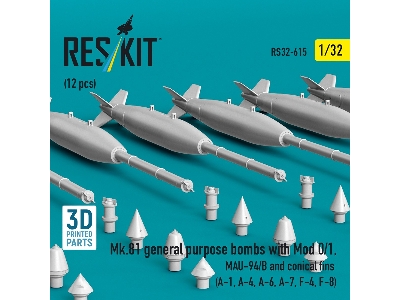 Mk.81 General Purpose Bombs With Mod 0/1, Mau-94/B And Conical Fins (12 Pcs / 3d-printed) - image 2