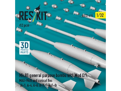 Mk.81 General Purpose Bombs With Mod 0/1, Mau-94/B And Conical Fins (12 Pcs / 3d-printed) - image 3