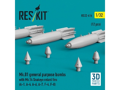 Mk.81 General Purpose Bombs With Mk.14 Snakeye Retard Fins (12 Pcs / 3d-printed) - image 3