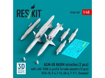 Agm-88 Harm Missiles (2 Pcs) With Lau-118a (4 Pcs) & Tornado Adapters (2 Pcs) (3d-printed) - image 1