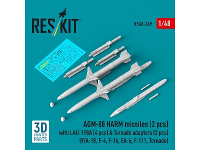 Agm-88 Harm Missiles (2 Pcs) With Lau-118a (4 Pcs) & Tornado Adapters (2 Pcs) (3d-printed) - image 2