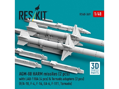 Agm-88 Harm Missiles (2 Pcs) With Lau-118a (4 Pcs) & Tornado Adapters (2 Pcs) (3d-printed) - image 3