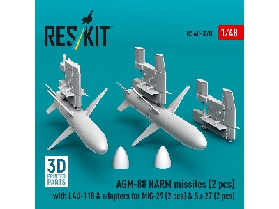 Agm-88 Harm Missiles (2 Pcs) With Lau-118 & Adapters For Mig-29 (2 Pcs) & Su-27 (2 Pcs) (3d-printed) - image 2