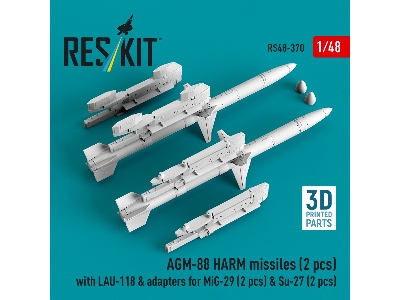 Agm-88 Harm Missiles (2 Pcs) With Lau-118 & Adapters For Mig-29 (2 Pcs) & Su-27 (2 Pcs) (3d-printed) - image 3