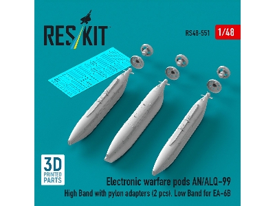 Ea-6 B Prowler - Electronic Warfare Pods An/Alq-99 High Band With Pylon Adapters (2 Pcs), Low Band (3d-printed) - image 1