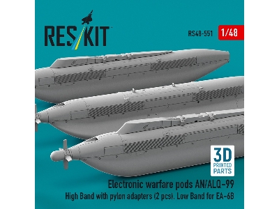 Ea-6 B Prowler - Electronic Warfare Pods An/Alq-99 High Band With Pylon Adapters (2 Pcs), Low Band (3d-printed) - image 3