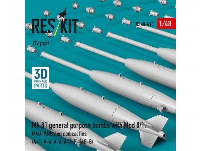 Mk.81 General Purpose Bombs With Mod 0/1, Mau-94/B And Conical Fins (12 Pcs / 3d-printed) - image 3
