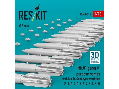 Mk.81 General Purpose Bombs With Mk.14 Snakeye Retard Fins (12 Pcs / 3d-printed) - image 2