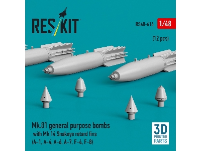 Mk.81 General Purpose Bombs With Mk.14 Snakeye Retard Fins (12 Pcs / 3d-printed) - image 3