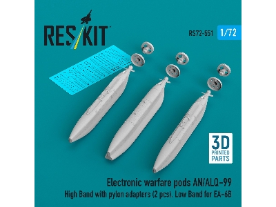 Ea-6 B Prowler - Electronic Warfare Pods An/Alq-99 High Band With Pylon Adapters (2 Pcs), Low Band (3d-printed) - image 1
