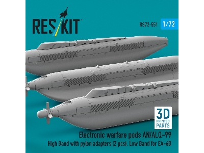 Ea-6 B Prowler - Electronic Warfare Pods An/Alq-99 High Band With Pylon Adapters (2 Pcs), Low Band (3d-printed) - image 3