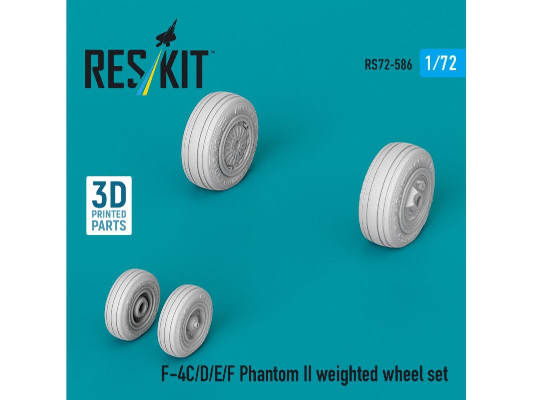 Mcdonnell Douglas F-4 C/D/E/F Phantom Ii - Weighted Wheel Set (3d-printed) - image 1