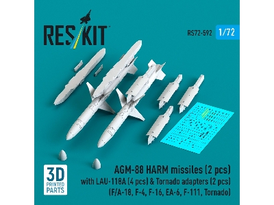 Agm-88 Harm Missiles (2 Pcs) With Lau-118a (4 Pcs) & Tornado Adapters (2 Pcs) (3d-printed) - image 1