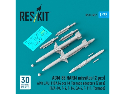 Agm-88 Harm Missiles (2 Pcs) With Lau-118a (4 Pcs) & Tornado Adapters (2 Pcs) (3d-printed) - image 2