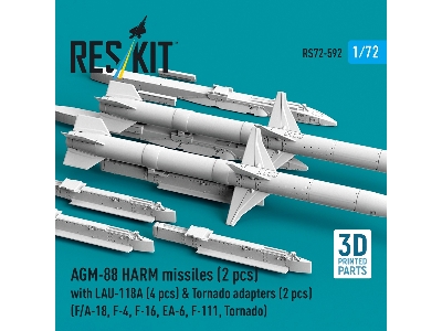 Agm-88 Harm Missiles (2 Pcs) With Lau-118a (4 Pcs) & Tornado Adapters (2 Pcs) (3d-printed) - image 3