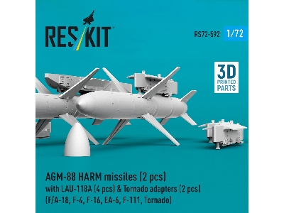 Agm-88 Harm Missiles (2 Pcs) With Lau-118a (4 Pcs) & Tornado Adapters (2 Pcs) (3d-printed) - image 4
