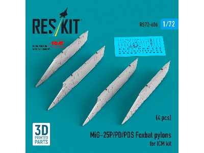 Mig-25 P / Pd / Pds Foxbat - 3d-printed Pylons (4 Pcs / For Icm Kits) - image 1