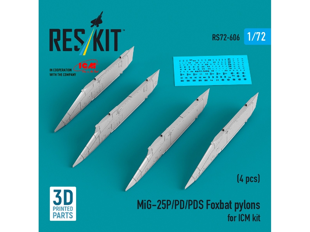 Mig-25 P / Pd / Pds Foxbat - 3d-printed Pylons (4 Pcs / For Icm Kits) - image 1