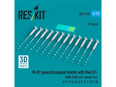 Mk.81 General Purpose Bombs With Mod 0/1, Mau-94/B And Conical Fins (12 Pcs / 3d-printed) - image 1