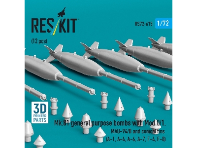 Mk.81 General Purpose Bombs With Mod 0/1, Mau-94/B And Conical Fins (12 Pcs / 3d-printed) - image 2