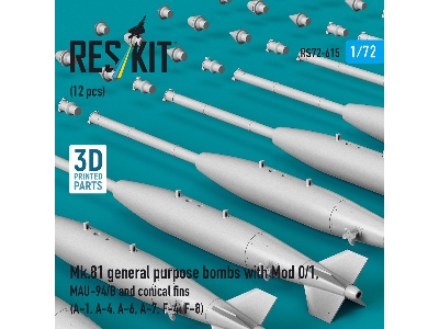 Mk.81 General Purpose Bombs With Mod 0/1, Mau-94/B And Conical Fins (12 Pcs / 3d-printed) - image 3