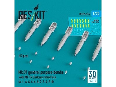Mk.81 General Purpose Bombs With Mk.14 Snakeye Retard Fins (12 Pcs / 3d-printed) - image 1
