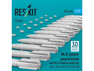 Mk.81 General Purpose Bombs With Mk.14 Snakeye Retard Fins (12 Pcs / 3d-printed) - image 2