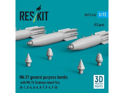 Mk.81 General Purpose Bombs With Mk.14 Snakeye Retard Fins (12 Pcs / 3d-printed) - image 3