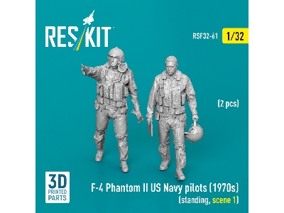 F-4 Phantom Ii Us Navy Pilots (1970s) - Standing Scene 1 (2 Figures / 3d-printed) - image 1