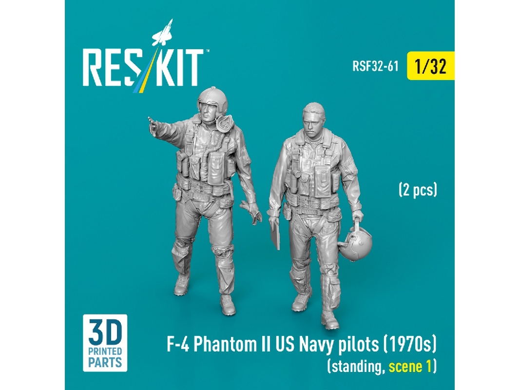 F-4 Phantom Ii Us Navy Pilots (1970s) - Standing Scene 1 (2 Figures / 3d-printed) - image 1