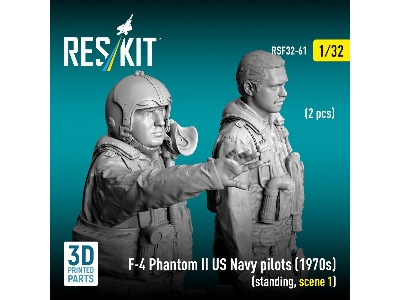 F-4 Phantom Ii Us Navy Pilots (1970s) - Standing Scene 1 (2 Figures / 3d-printed) - image 3