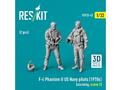 F-4 Phantom Ii Us Navy Pilots (1970s) - Standing Scene 2 (2 Figures / 3d-printed) - image 1