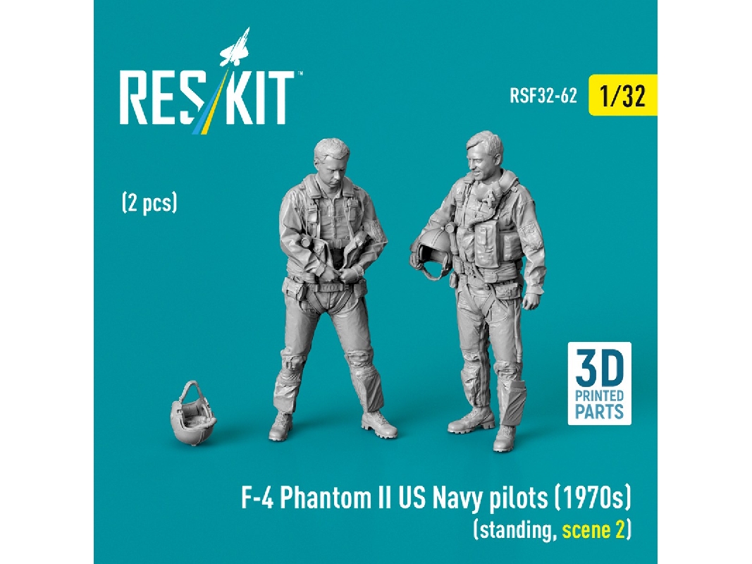 F-4 Phantom Ii Us Navy Pilots (1970s) - Standing Scene 2 (2 Figures / 3d-printed) - image 1