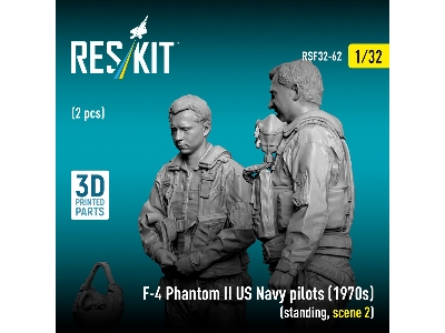 F-4 Phantom Ii Us Navy Pilots (1970s) - Standing Scene 2 (2 Figures / 3d-printed) - image 3