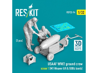 Usaaf Ww2 Ground Crew (2 Figures) Scene 1 With M1 Weaver Lift & 500lb Bomb (3d-printed) - image 1
