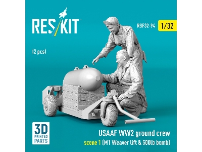 Usaaf Ww2 Ground Crew (2 Figures) Scene 1 With M1 Weaver Lift & 500lb Bomb (3d-printed) - image 2