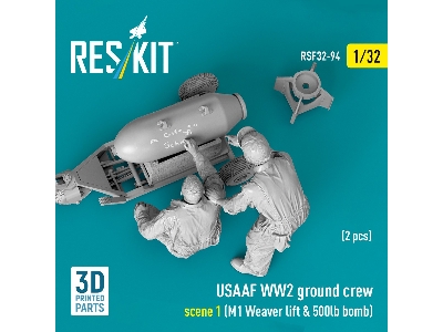 Usaaf Ww2 Ground Crew (2 Figures) Scene 1 With M1 Weaver Lift & 500lb Bomb (3d-printed) - image 3