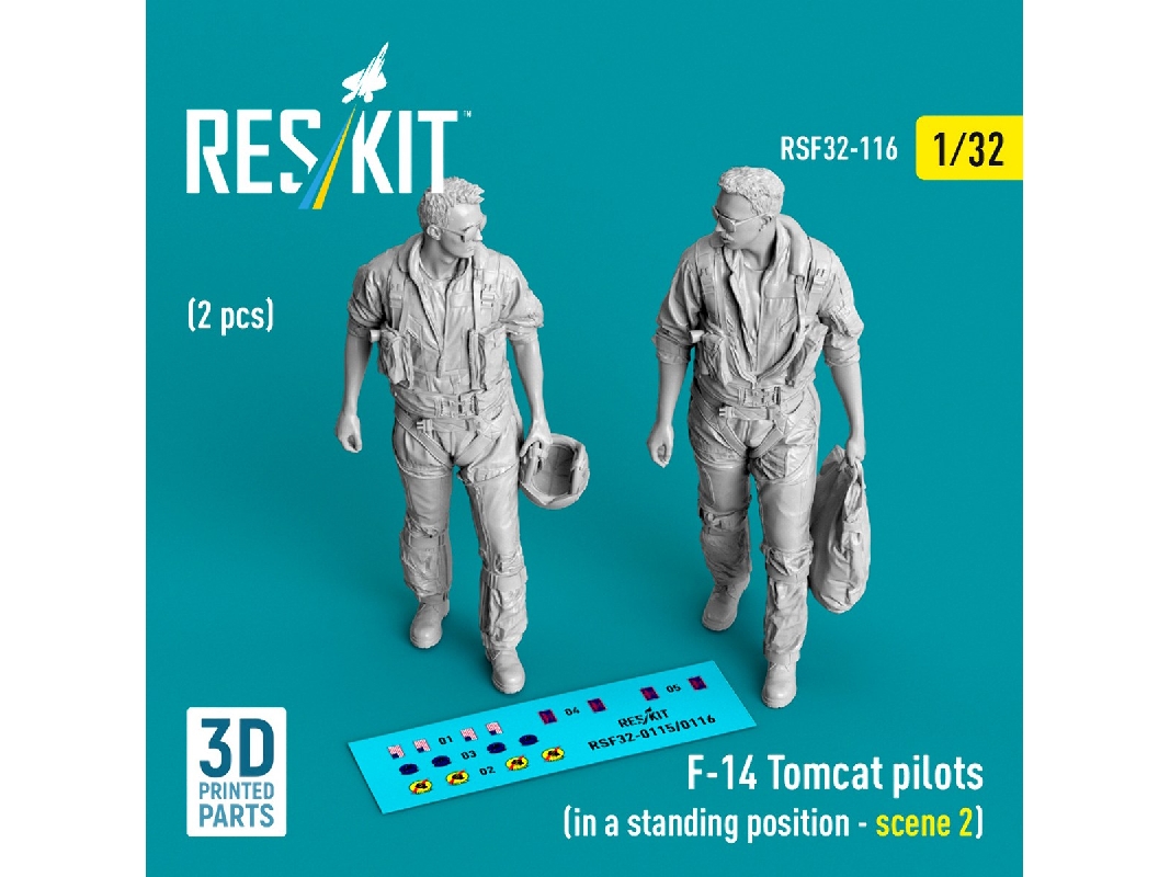 F-14 Tomcat Pilots In A Standing Position Scene 2 (2 Figures / 3d-printed) - image 1