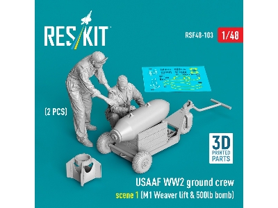 Usaaf Ww2 Ground Crew (2 Figures) Scene 1 With M1 Weaver Lift & 500 Lb Bomb (3d-printed) - image 1