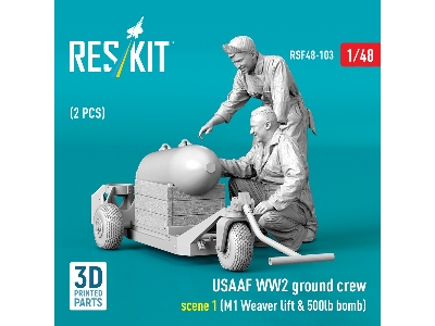 Usaaf Ww2 Ground Crew (2 Figures) Scene 1 With M1 Weaver Lift & 500 Lb Bomb (3d-printed) - image 2
