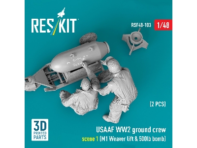 Usaaf Ww2 Ground Crew (2 Figures) Scene 1 With M1 Weaver Lift & 500 Lb Bomb (3d-printed) - image 3