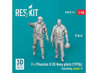 F-4 Phantom Ii Us Navy Pilots (1970s) - Standing Scene 1 (2 Figures / 3d-printed) - image 1